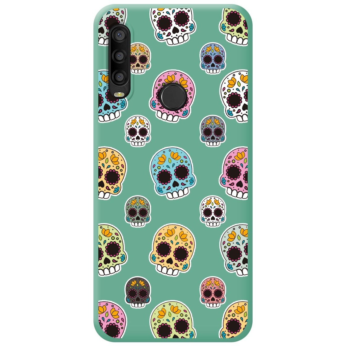 Funda Silicona Líquida Verde para Alcatel 1SE 2020 diseño Catrina Dibujos