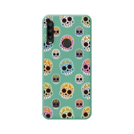 Funda Silicona Líquida Verde para Alcatel 1SE 2020 diseño Catrina Dibujos