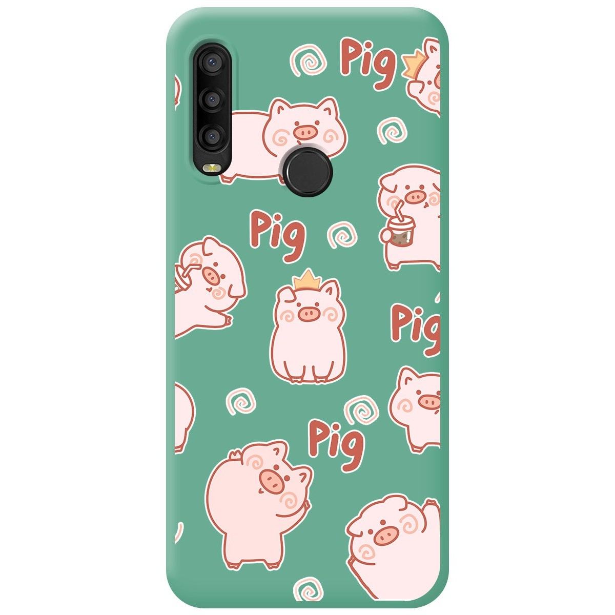 Funda Silicona Líquida Verde para Alcatel 1SE 2020 diseño Cerdos Dibujos