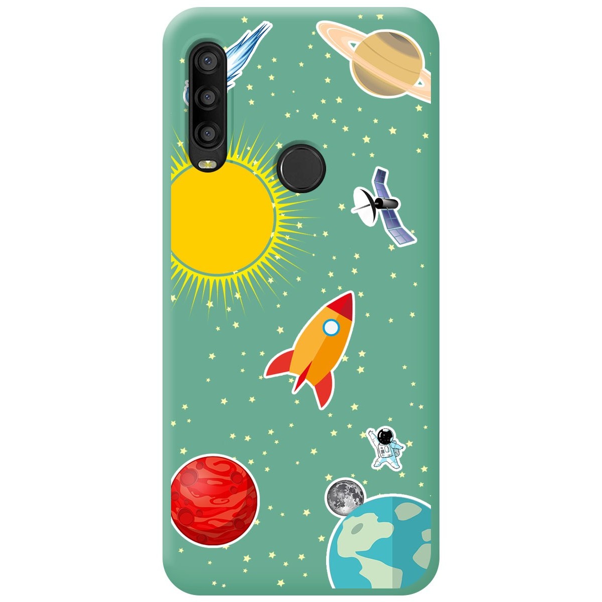 Funda Silicona Líquida Verde para Alcatel 1SE 2020 diseño Espacio Dibujos
