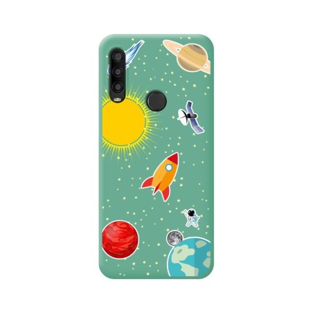 Funda Silicona Líquida Verde para Alcatel 1SE 2020 diseño Espacio Dibujos