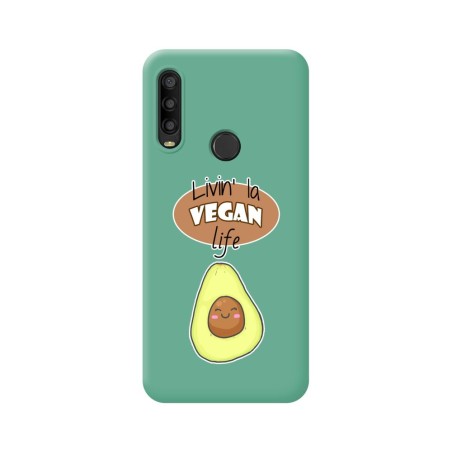 Funda Silicona Líquida Verde para Alcatel 1SE 2020 diseño Vegan Life Dibujos
