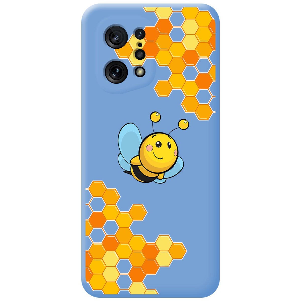 Funda Silicona Líquida Azul para Oppo Find X5 5G diseño Abeja Dibujos