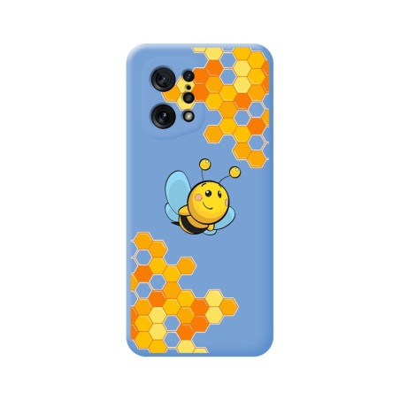Funda Silicona Líquida Azul para Oppo Find X5 5G diseño Abeja Dibujos