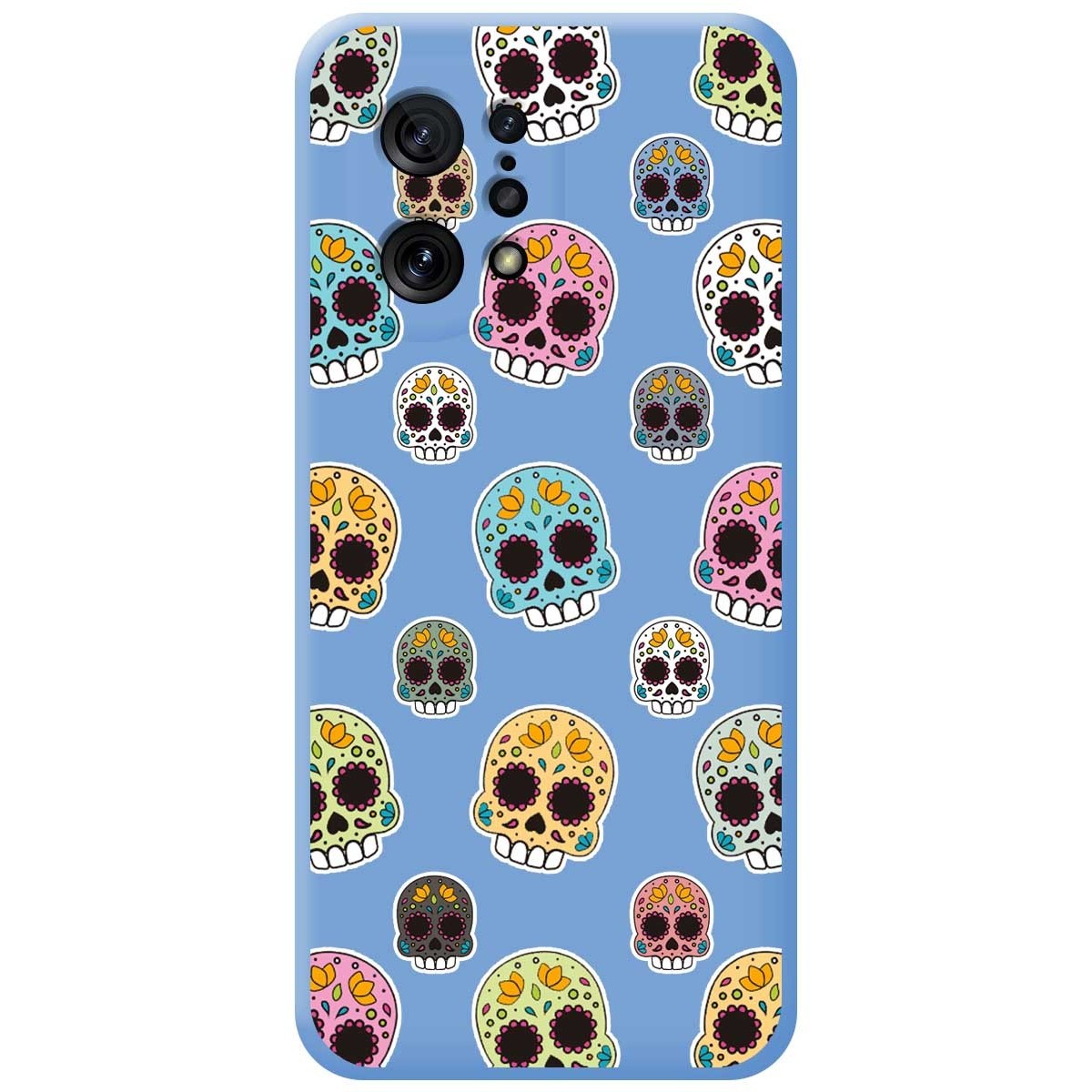 Funda Silicona Líquida Azul para Oppo Find X5 5G diseño Catrina Dibujos