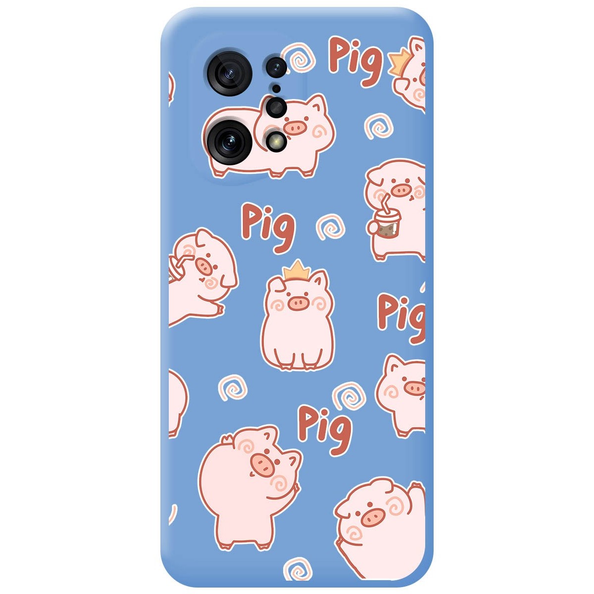 Funda Silicona Líquida Azul para Oppo Find X5 5G diseño Cerdos Dibujos