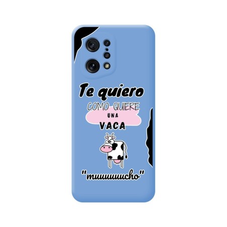 Funda Silicona Líquida Azul para Oppo Find X5 5G diseño Vaca Dibujos