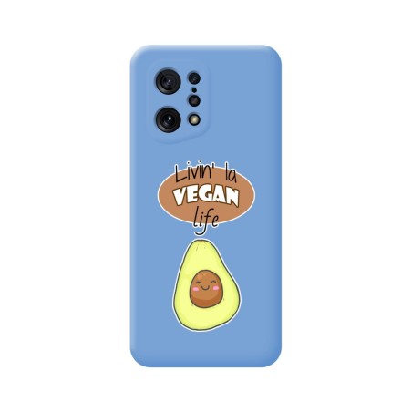 Funda Silicona Líquida Azul para Oppo Find X5 5G diseño Vegan Life Dibujos