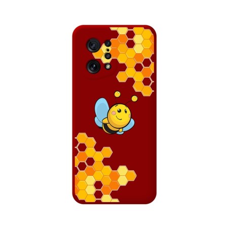 Funda Silicona Líquida Roja para Oppo Find X5 5G diseño Abeja Dibujos