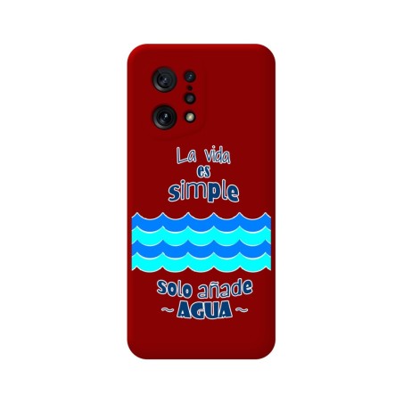 Funda Silicona Líquida Roja para Oppo Find X5 5G diseño Agua Dibujos