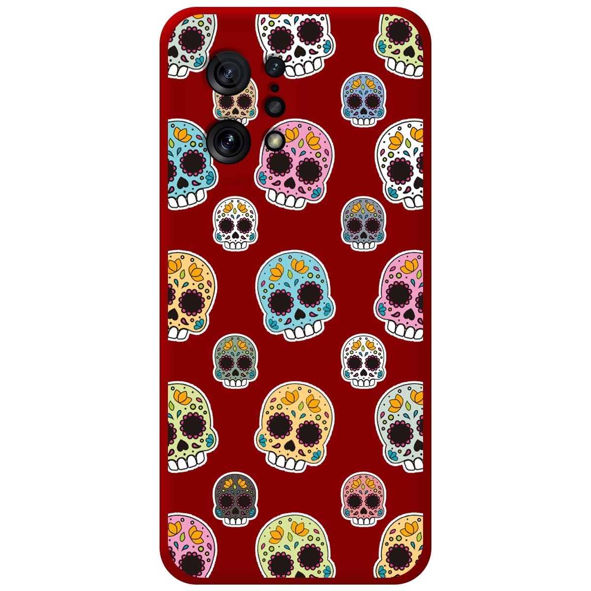 Funda Silicona Líquida Roja para Oppo Find X5 5G diseño Catrina Dibujos