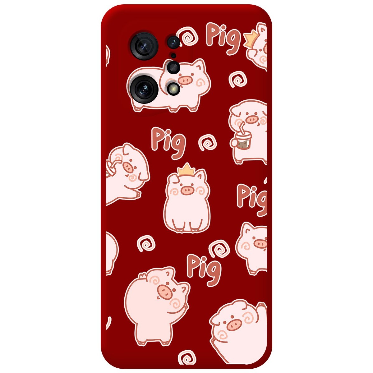 Funda Silicona Líquida Roja para Oppo Find X5 5G diseño Cerdos Dibujos