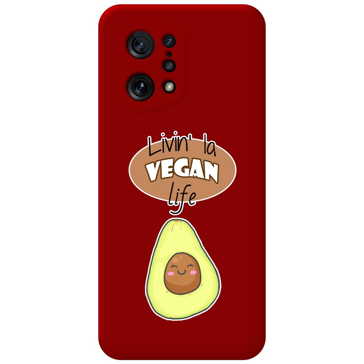 Funda Silicona Líquida Roja para Oppo Find X5 5G diseño Vegan Life Dibujos