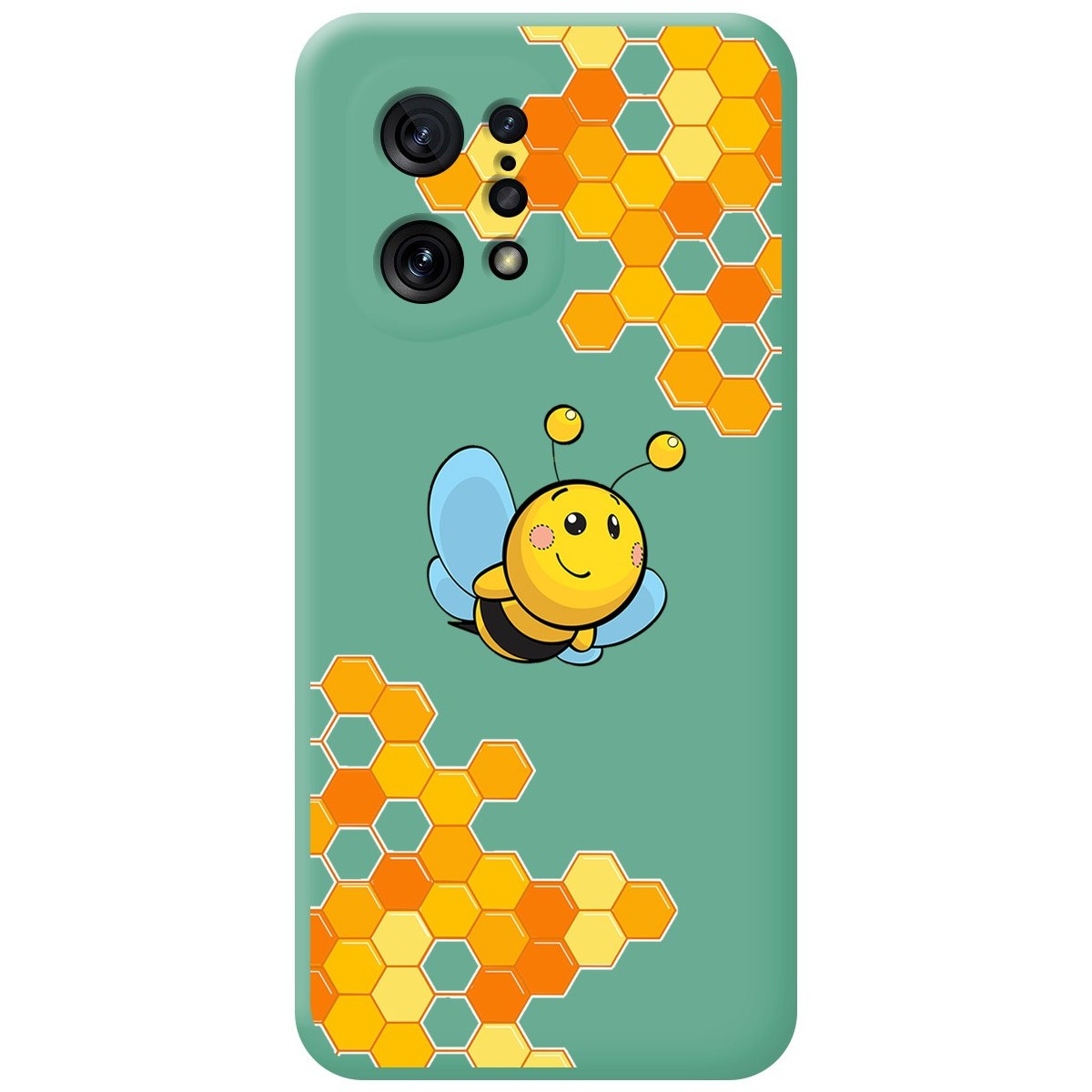 Funda Silicona Líquida Verde para Oppo Find X5 5G diseño Abeja Dibujos