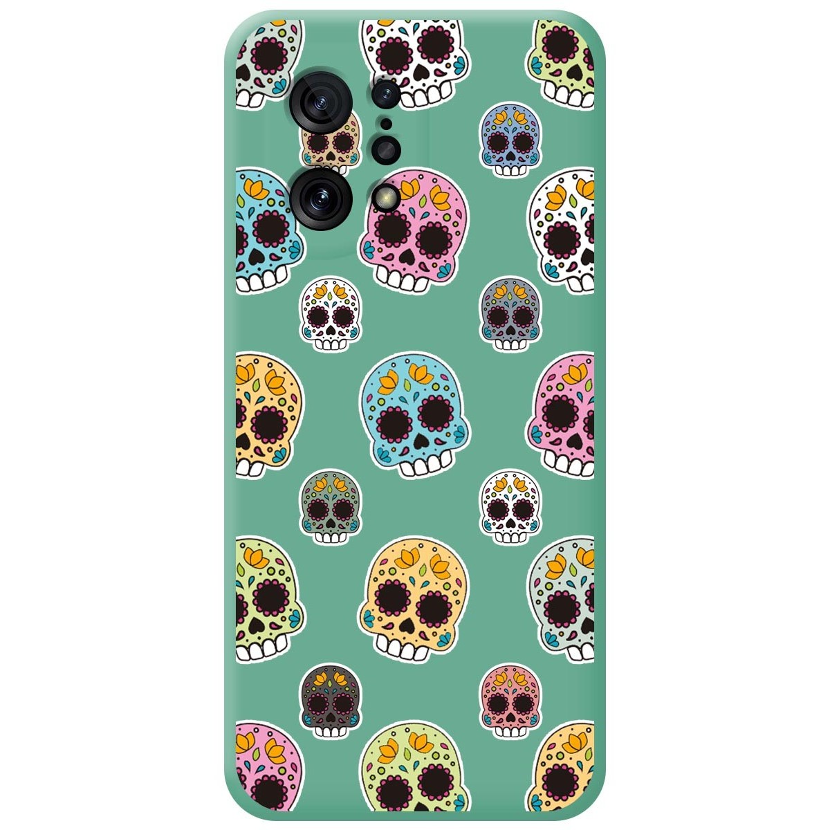 Funda Silicona Líquida Verde para Oppo Find X5 5G diseño Catrina Dibujos
