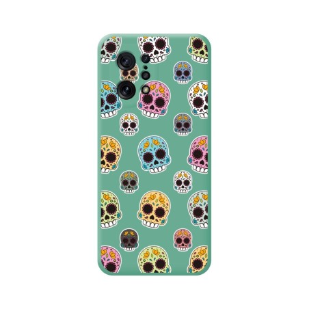 Funda Silicona Líquida Verde para Oppo Find X5 5G diseño Catrina Dibujos