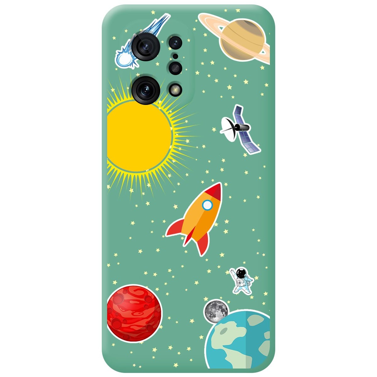 Funda Silicona Líquida Verde para Oppo Find X5 5G diseño Espacio Dibujos