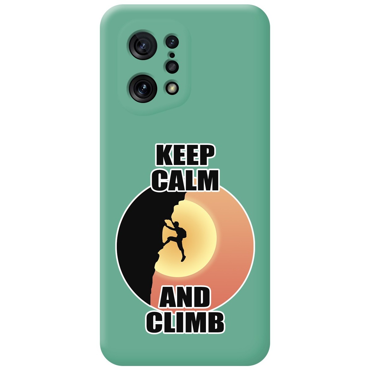 Funda Silicona Líquida Verde para Oppo Find X5 5G diseño Hombre Escalada Dibujos