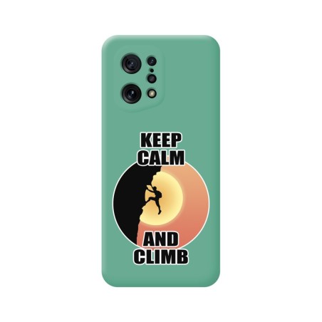 Funda Silicona Líquida Verde para Oppo Find X5 5G diseño Hombre Escalada Dibujos