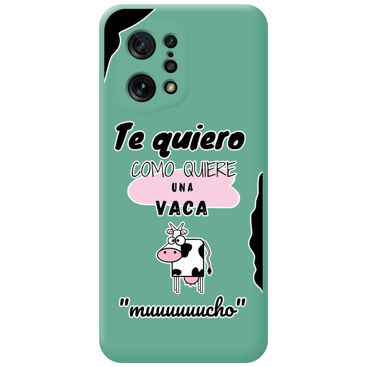 Funda Silicona Líquida Verde para Oppo Find X5 5G diseño Vaca Dibujos