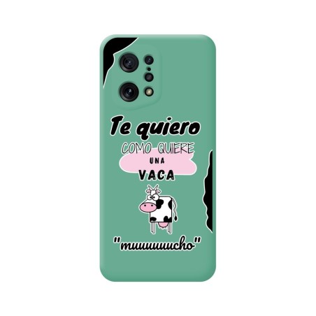 Funda Silicona Líquida Verde para Oppo Find X5 5G diseño Vaca Dibujos