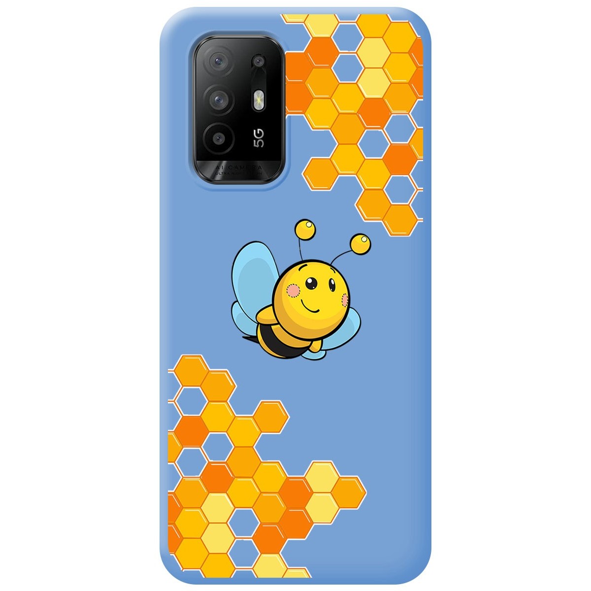 Funda Silicona Líquida Azul para Oppo A94 5G diseño Abeja Dibujos