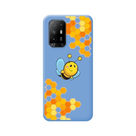 Funda Silicona Líquida Azul para Oppo A94 5G diseño Abeja Dibujos