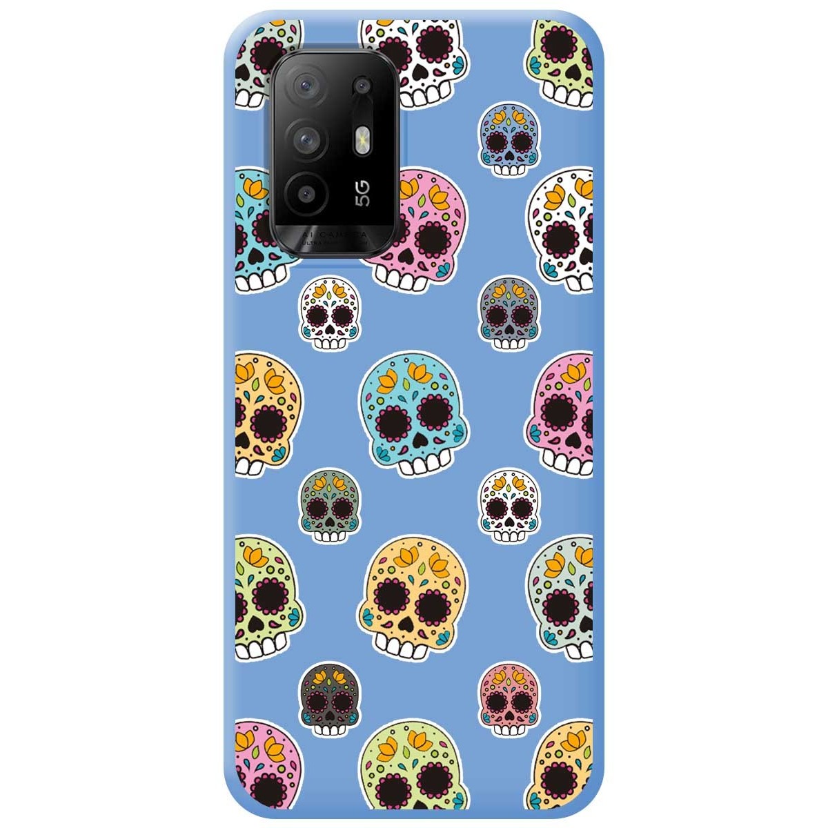 Funda Silicona Líquida Azul para Oppo A94 5G diseño Catrina Dibujos