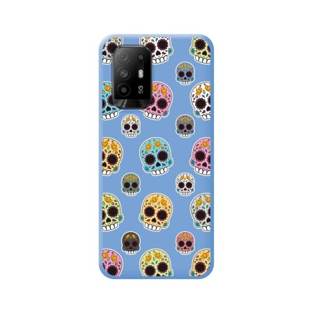 Funda Silicona Líquida Azul para Oppo A94 5G diseño Catrina Dibujos