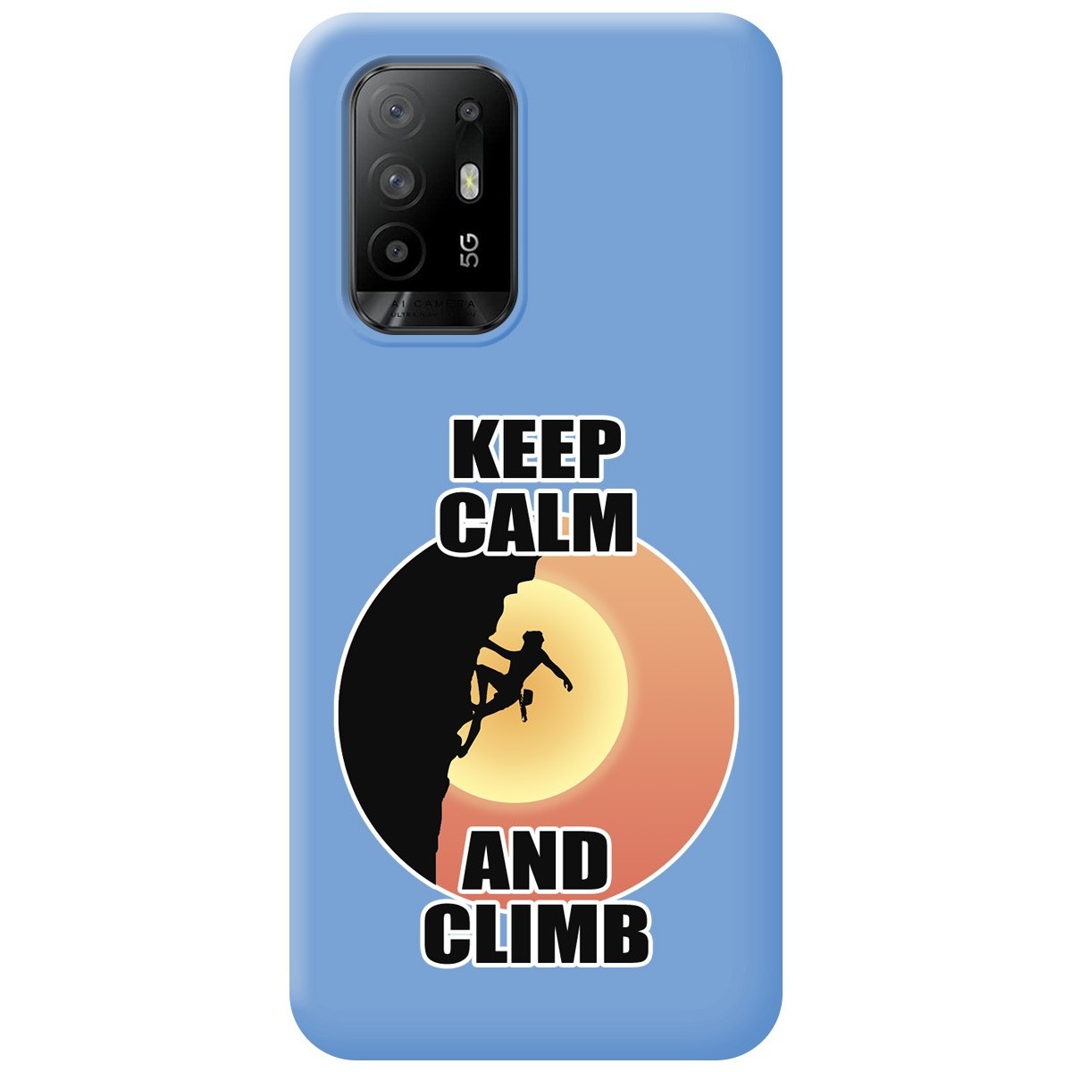 Funda Silicona Líquida Azul para Oppo A94 5G diseño Mujer Escalada Dibujos