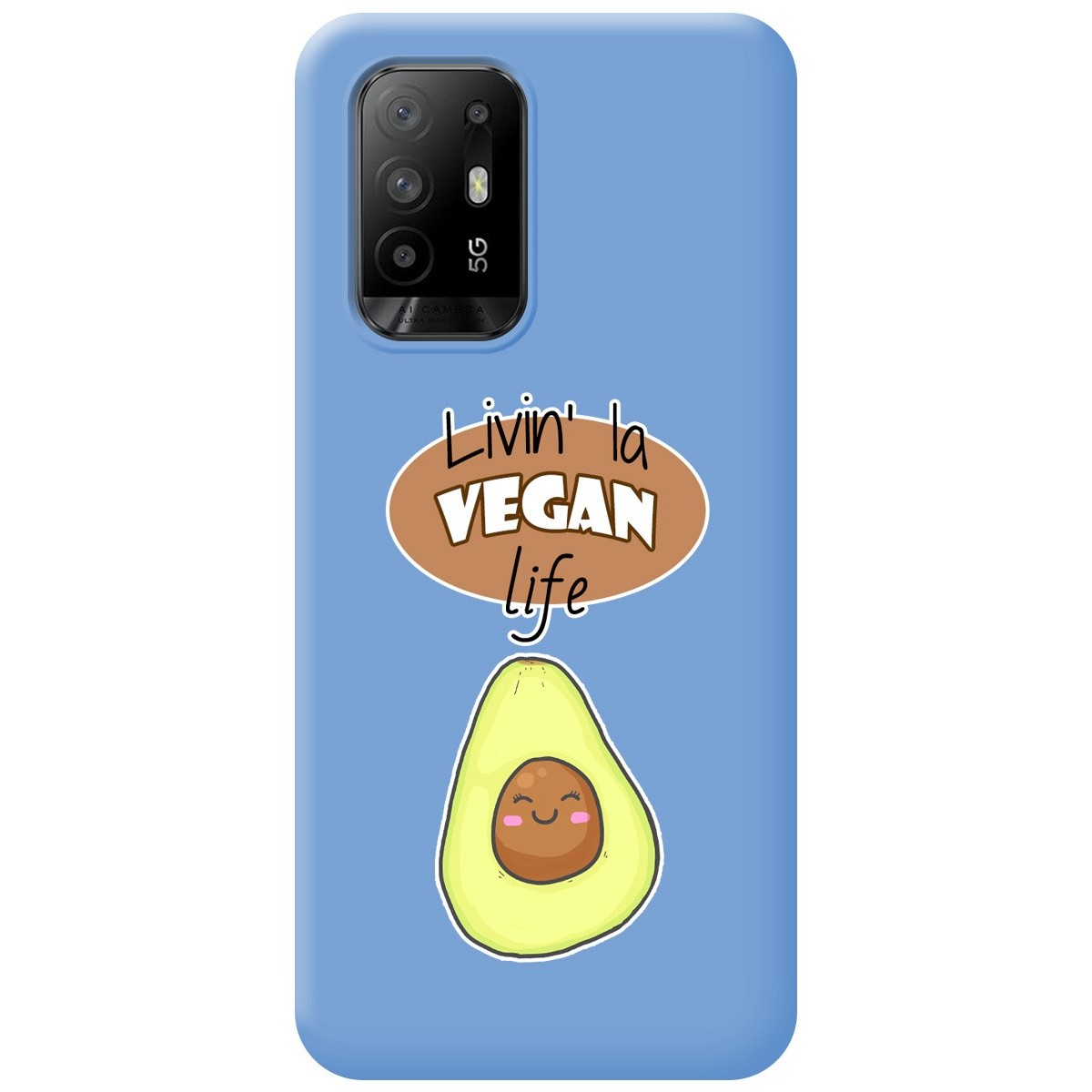 Funda Silicona Líquida Azul para Oppo A94 5G diseño Vegan Life Dibujos