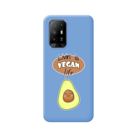 Funda Silicona Líquida Azul para Oppo A94 5G diseño Vegan Life Dibujos