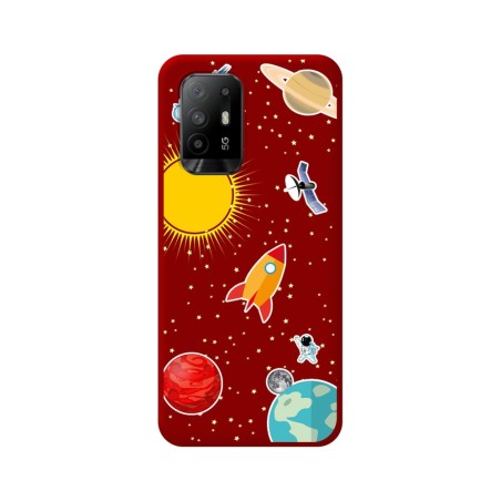 Funda Silicona Líquida Roja para Oppo A94 5G diseño Espacio Dibujos
