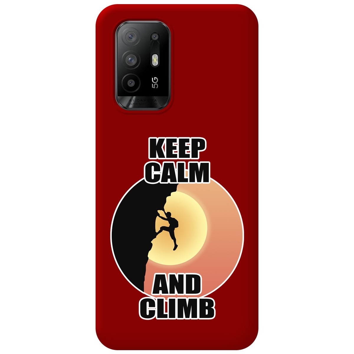 Funda Silicona Líquida Roja para Oppo A94 5G diseño Hombre Escalada Dibujos