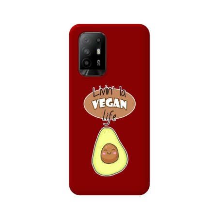 Funda Silicona Líquida Roja para Oppo A94 5G diseño Vegan Life Dibujos