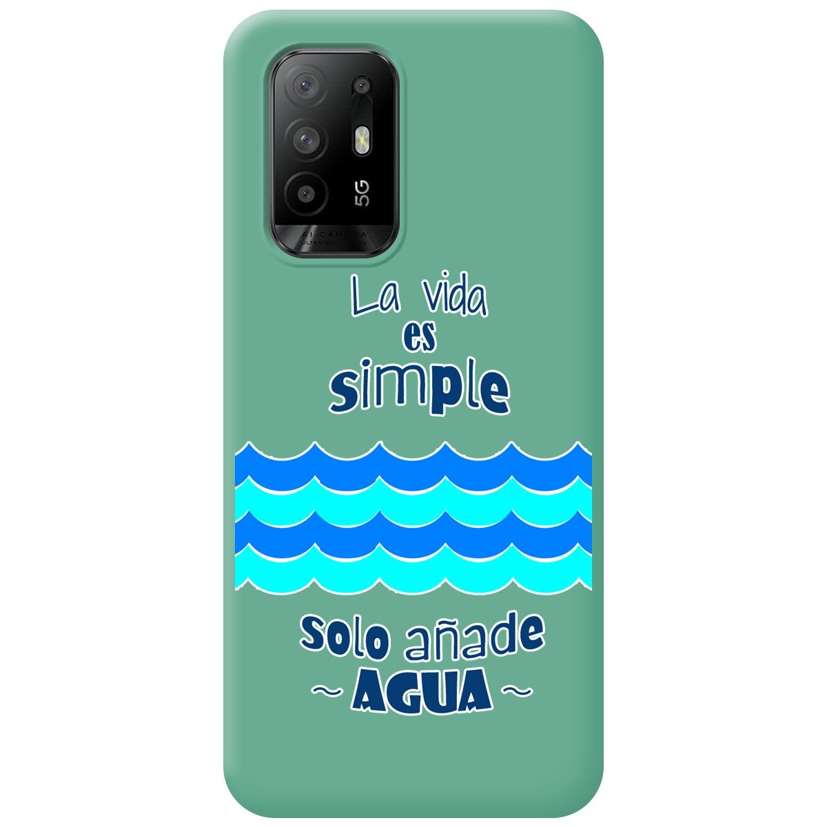 Funda Silicona Líquida Verde para Oppo A94 5G diseño Agua Dibujos