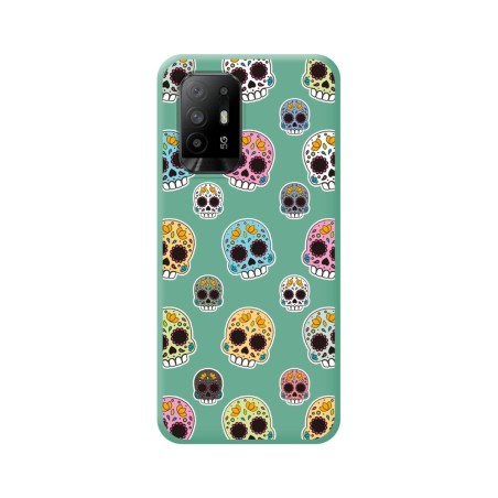 Funda Silicona Líquida Verde para Oppo A94 5G diseño Catrina Dibujos
