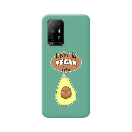 Funda Silicona Líquida Verde para Oppo A94 5G diseño Vegan Life Dibujos