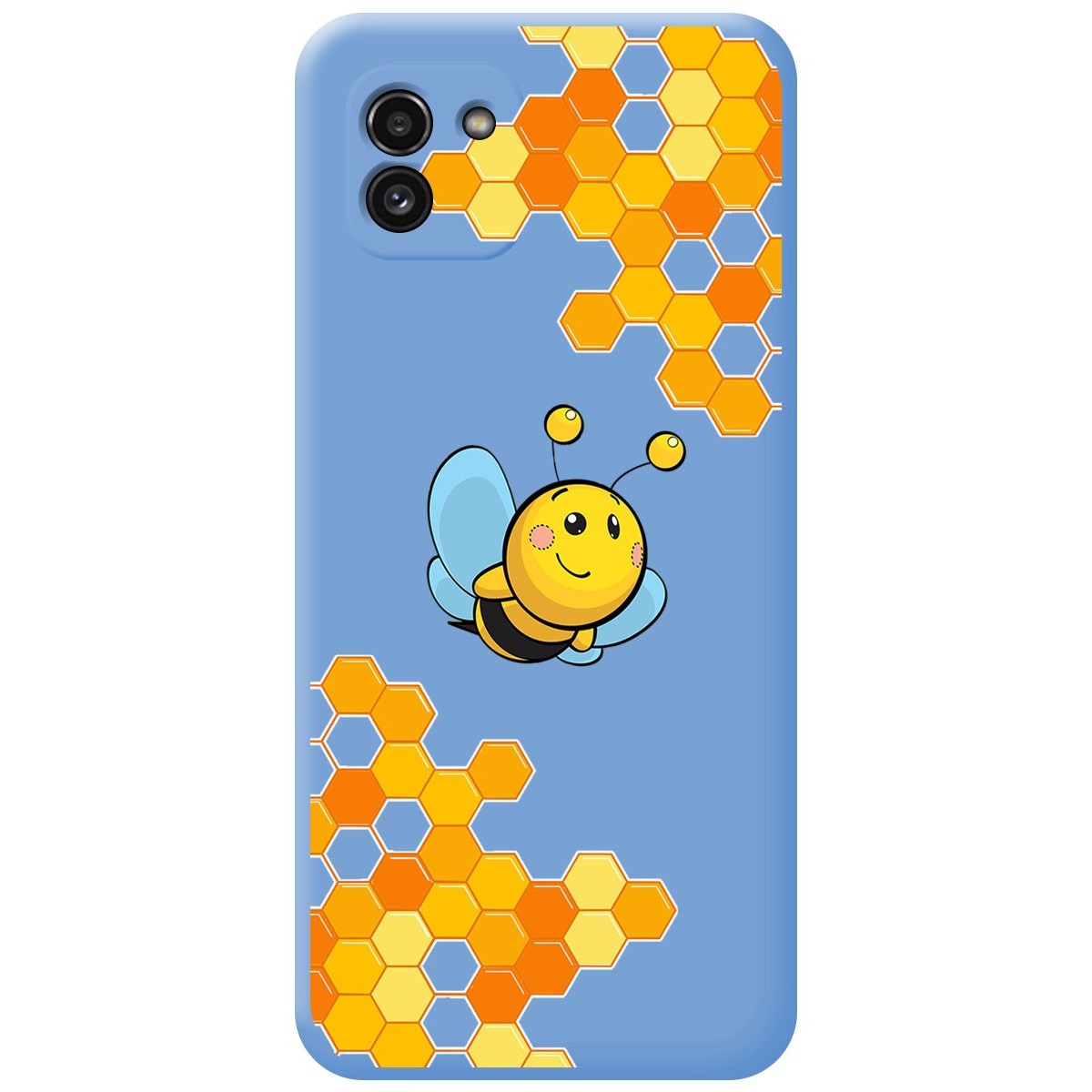 Funda Silicona Líquida Azul para Samsung Galaxy A03 diseño Abeja Dibujos