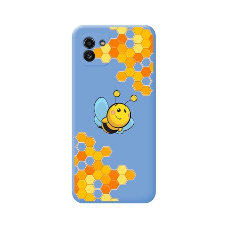 Funda Silicona Líquida Azul para Samsung Galaxy A03 diseño Abeja Dibujos