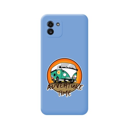 Funda Silicona Líquida Azul para Samsung Galaxy A03 diseño Adventure Time Dibujos