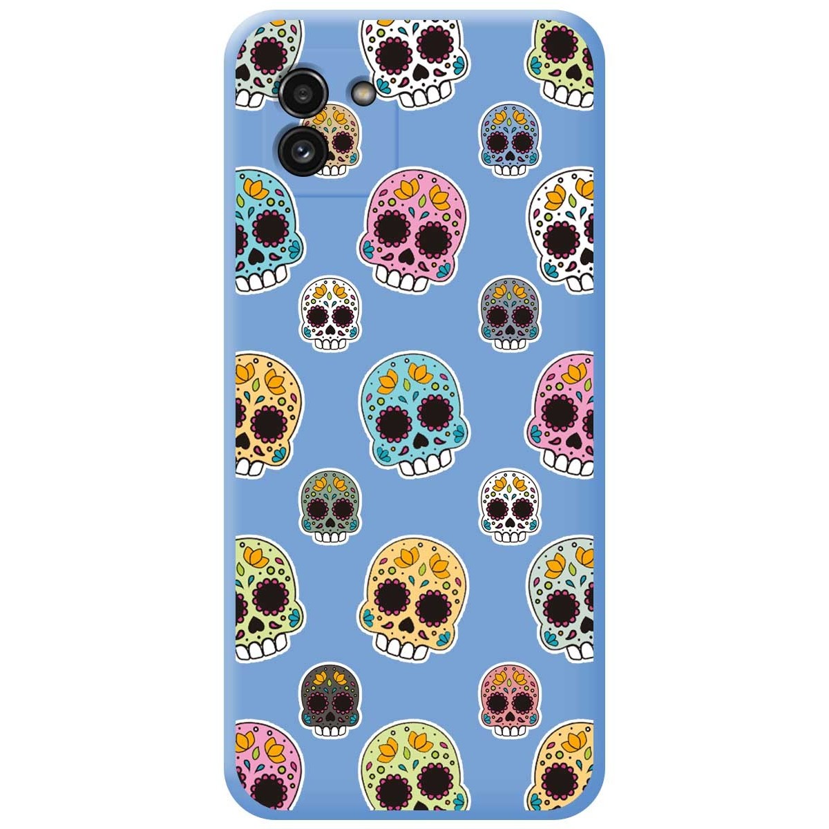 Funda Silicona Líquida Azul para Samsung Galaxy A03 diseño Catrina Dibujos