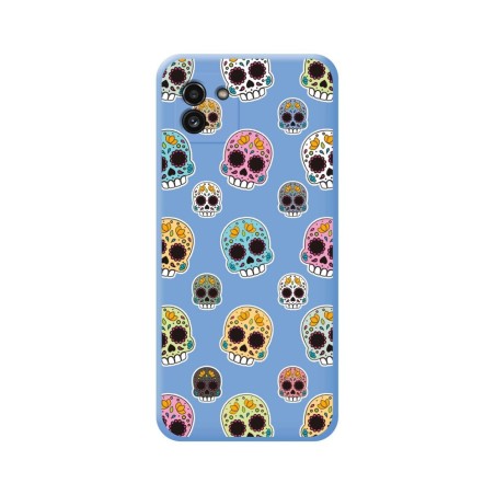 Funda Silicona Líquida Azul para Samsung Galaxy A03 diseño Catrina Dibujos