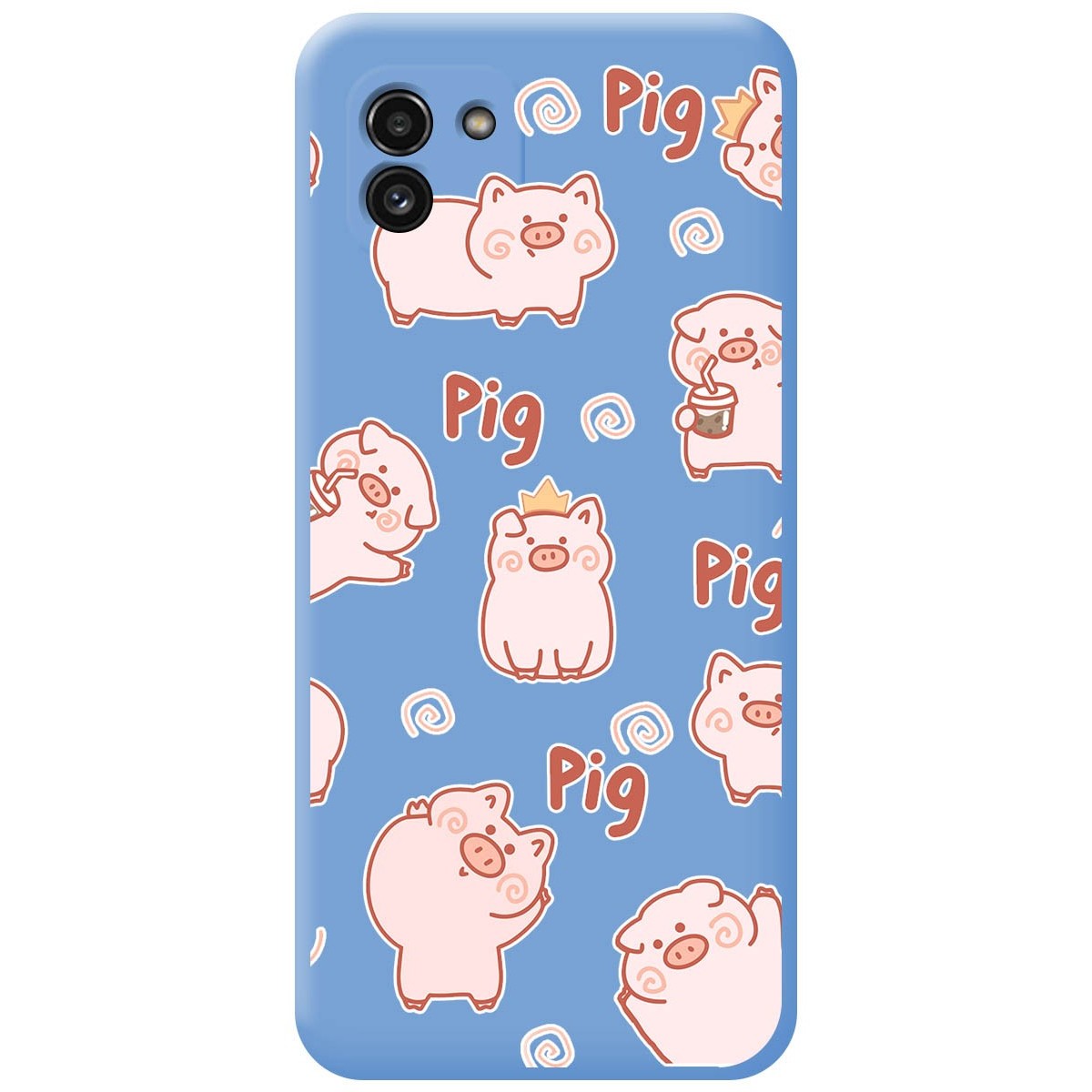 Funda Silicona Líquida Azul para Samsung Galaxy A03 diseño Cerdos Dibujos