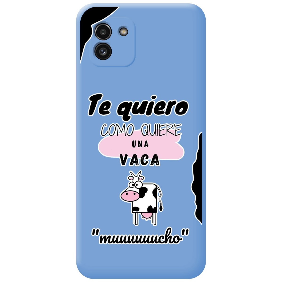 Funda Silicona Líquida Azul para Samsung Galaxy A03 diseño Vaca Dibujos
