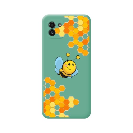 Funda Silicona Líquida Verde para Samsung Galaxy A03 diseño Abeja Dibujos