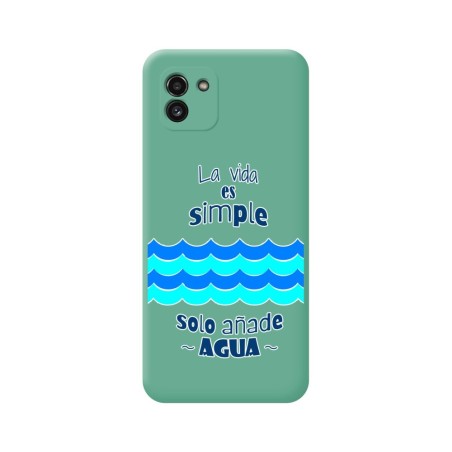 Funda Silicona Líquida Verde para Samsung Galaxy A03 diseño Agua Dibujos