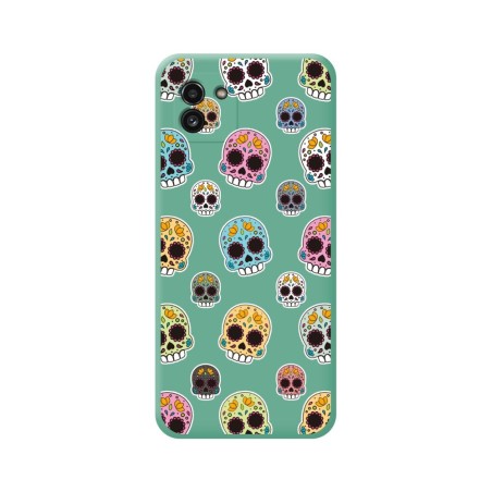 Funda Silicona Líquida Verde para Samsung Galaxy A03 diseño Catrina Dibujos