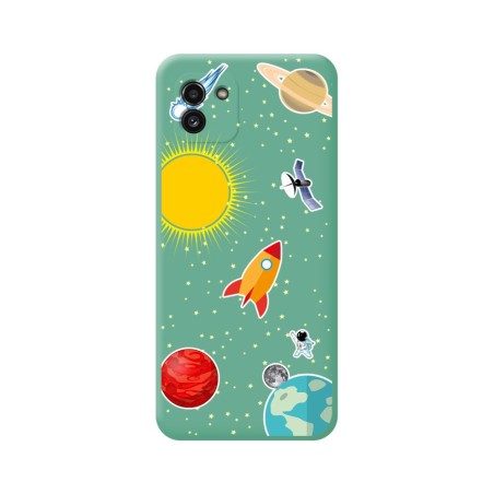 Funda Silicona Líquida Verde para Samsung Galaxy A03 diseño Espacio Dibujos