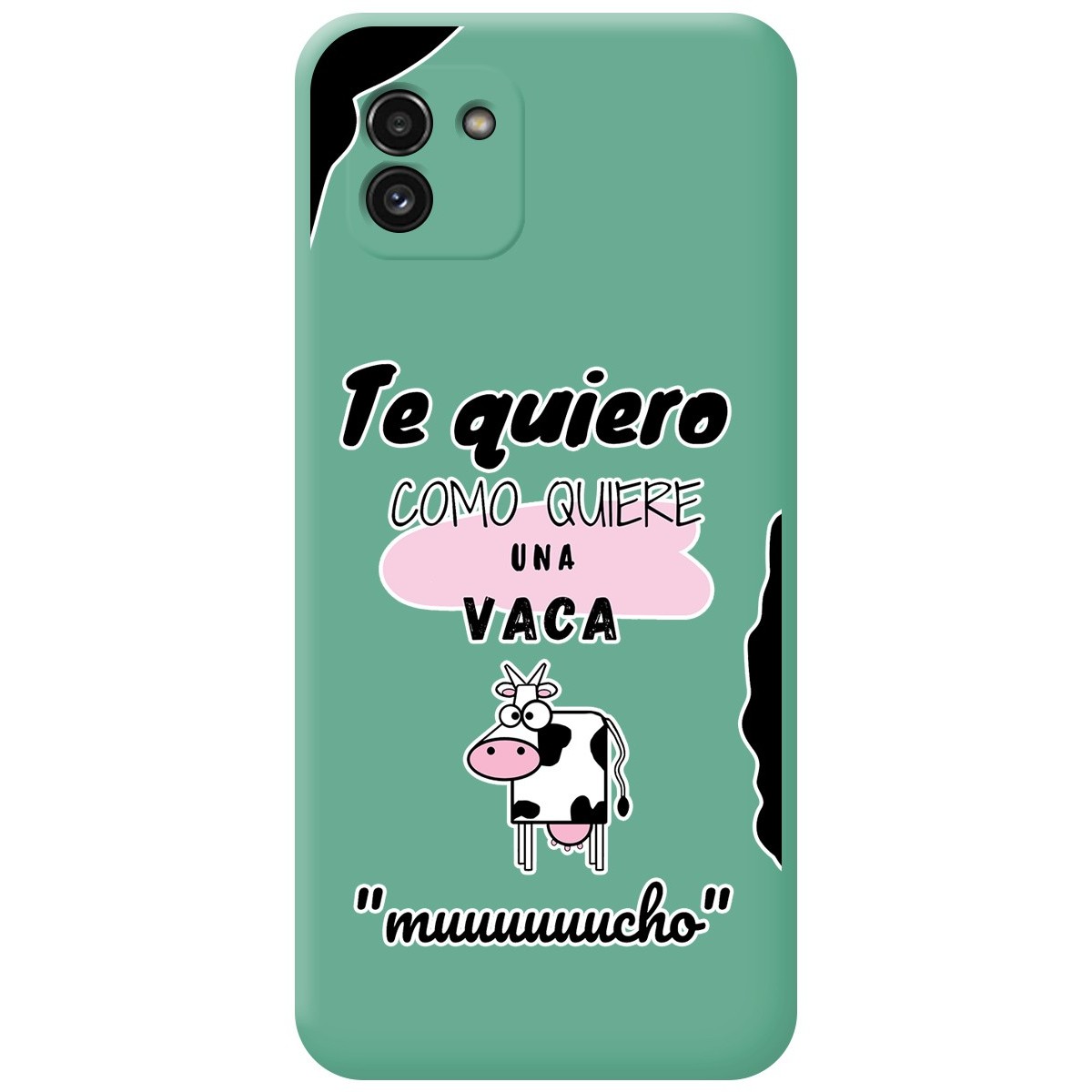 Funda Silicona Líquida Verde para Samsung Galaxy A03 diseño Vaca Dibujos